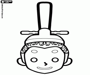 Face of a Japanese man in a ritual coloring page