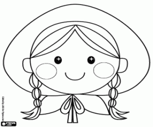 The face of Little Red Riding Hood coloring page