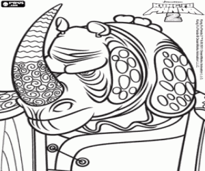 The face of Master Thundering Rhino coloring page