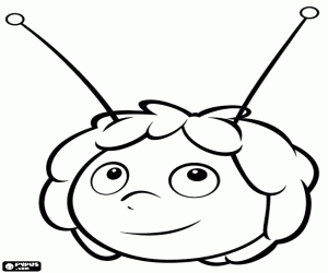 The face of Maya the bee coloring page