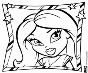 Face of a beautiful Bratz young girl coloring page