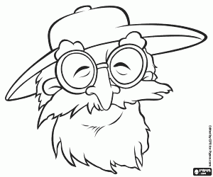 The face of an old archaeologist coloring page