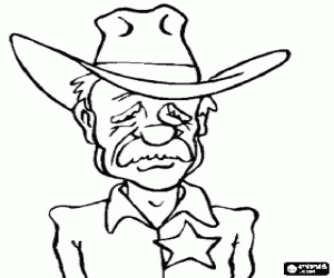 The face of an old sheriff coloring page