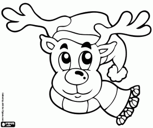 Face of a reindeer with wool scarf coloring page