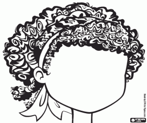 Faceless girl with curly hair coloring page