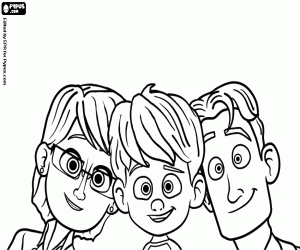 The faces of the Gardner family coloring page