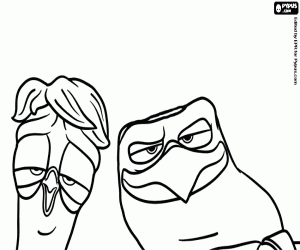 The faces of Hunter and Pigeon coloring page