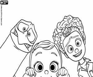Faces of Storks's protagonists coloring page
