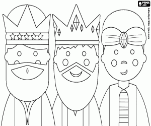Faces of the three wise men coloring page