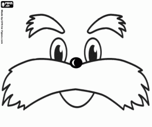 The facial features of the Lorax coloring page