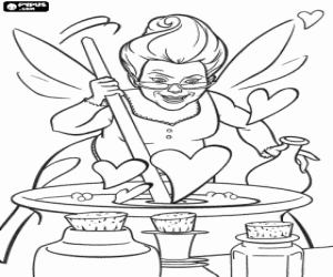 Fairy Godmother and the magic potion coloring page