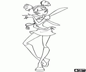 The fairy Musa posing at Winx Club coloring page