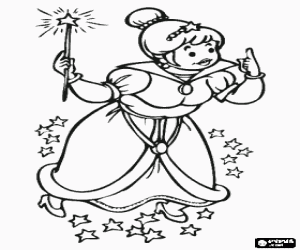 A fairy and the starry sky coloring page
