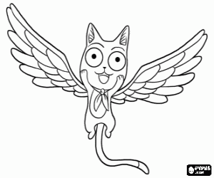 Fairy Tail magic cat, Happy coloring page