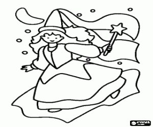 Fairy with wand coloring page