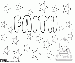 Faith, English female name coloring page