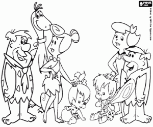 The families from the Flintstones coloring page