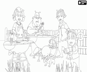 Family barbecue in Planet 51 coloring page