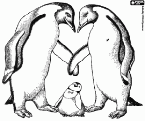 The family of Erik, the penguin coloring page