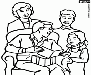 The family and the father's day coloring page
