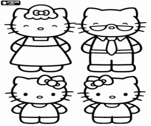 The family of Hello Kitty coloring page