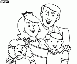 The family in mums celebration coloring page