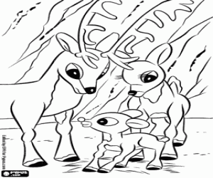 The family of reindeers Donner coloring page