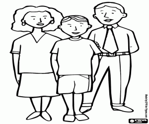 A family of three people coloring page