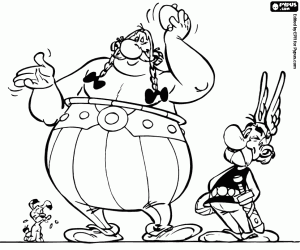 Famous characters Asterix and Obelix coloring page
