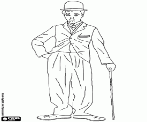The famous Charlot, Charles Chaplin coloring page