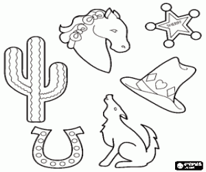 Far West icons coloring page