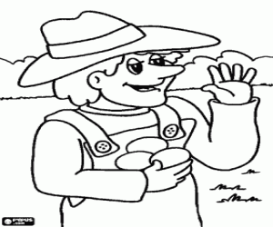 The farmer with some eggs coloring page