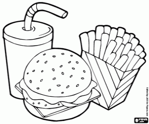 Fast food complete menu coloring page