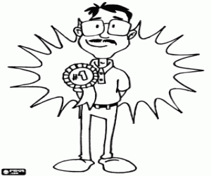 Father with the champion medal coloring page
