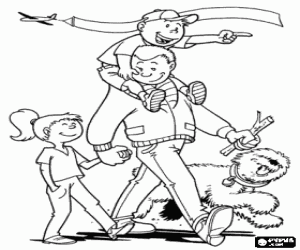 The father's day in the park coloring page