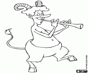 Faunus and a flute coloring page
