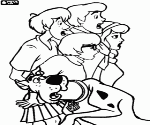 The fear of Scooby Doo and friends coloring page