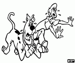 The fear of Scooby-Doo and Shaggy coloring page