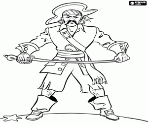 Fearsome pirate with sword coloring page
