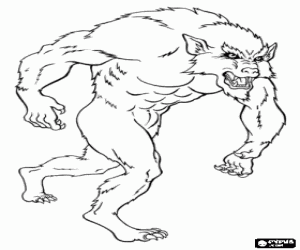 Fearsome werewolf coloring page