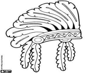 Feathered war bonnet coloring page