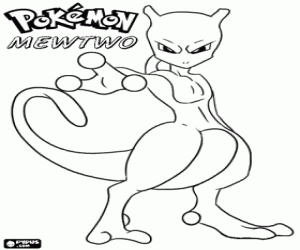 The feline pokemon Mewto coloring page