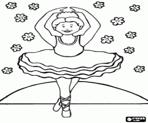 Female dancer with a classical tutu coloring page