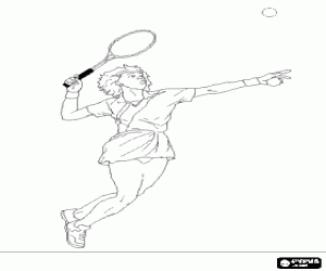 Female tennis player at the serve coloring page