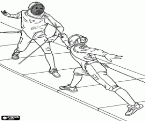 Fencing competition coloring page