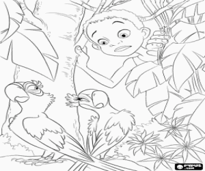 Fernando and the two macaws coloring page