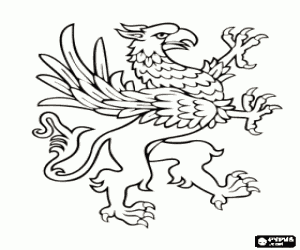 A ferocious mythological griffin coloring page