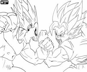 Fight between Goku and Vegeta coloring page