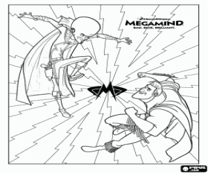 Fight between Megamind and Metro Man coloring page