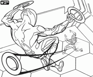 Fight between Sam Flynn and Rinzler coloring page